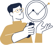 Icon of man holding magnifying glass.
