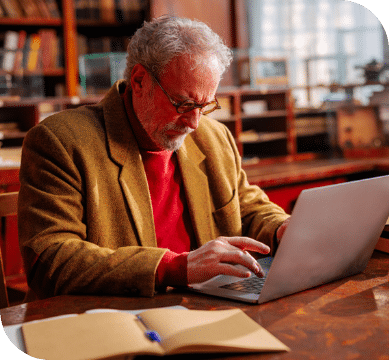 A man working at his computer.