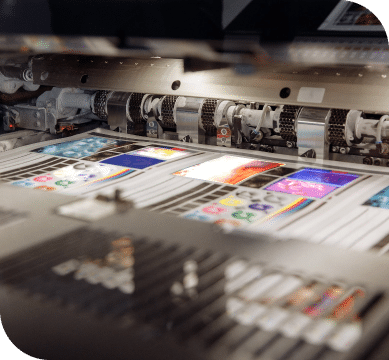 Custom printed books moving down a conveyer belt.