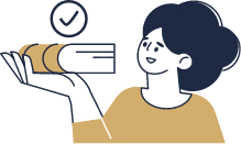 A woman holds a book.
