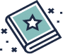 Icon of book with a start on the cover.