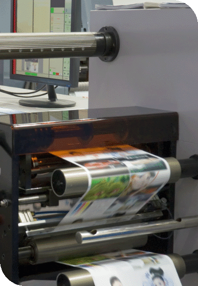 A printing press in operation.