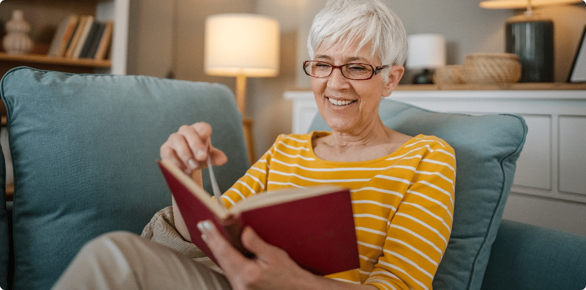 Book Layout Best Practices, Woman with glasses with a book